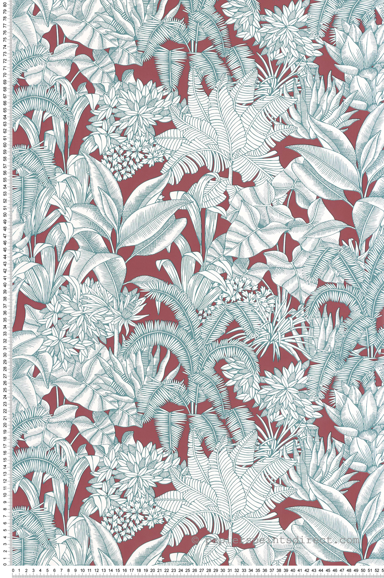 Papier peint Jungle Palmaris bordeaux bleu - Blue Shades de Casélio | Réf. BLS107486280