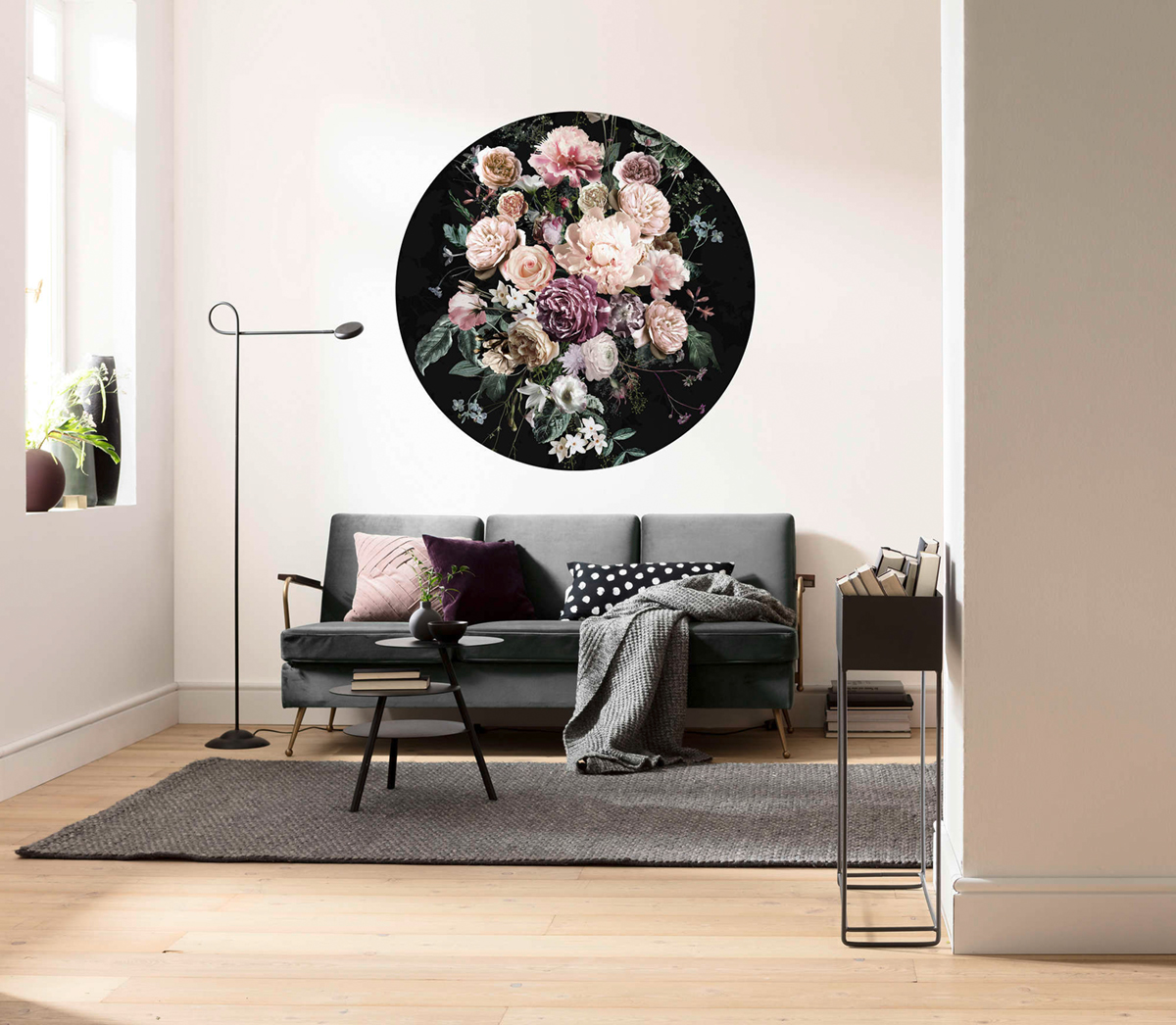 Papier peint adhésif rond Enchanted Flowers - Papier peint Komar Dots et Le Jardin