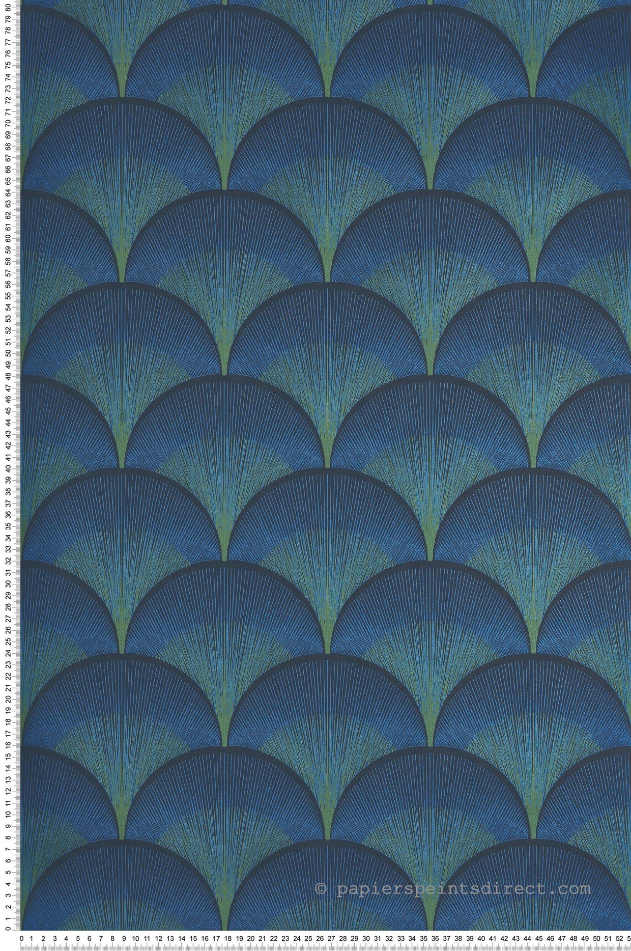Papier peint Plume de Paon Broadway bleu indigo - Twenties de Casadéco | Réf. TWNT88666566