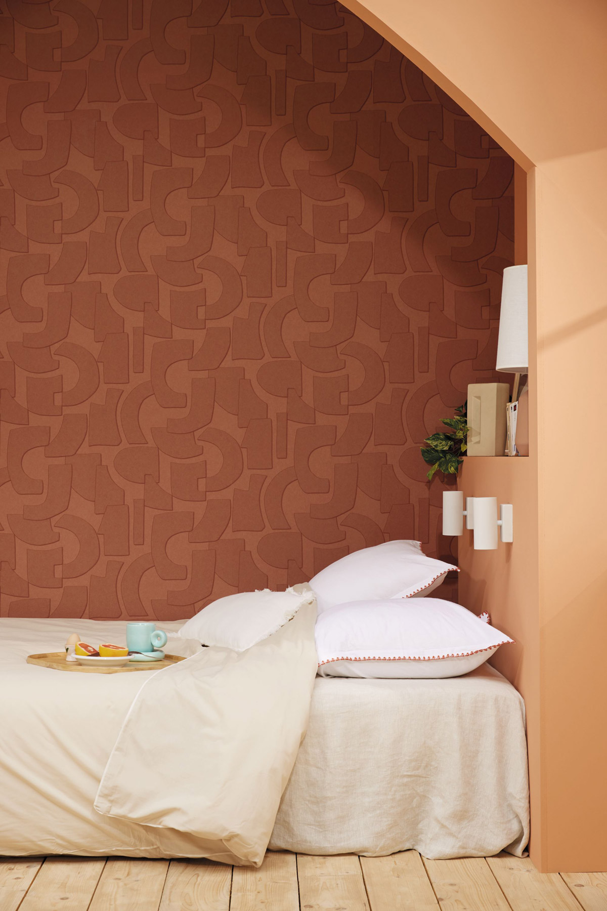 Papier peint Géométrie Effet Volume terre de sienne - Origine de Casélio | Réf. OGN106058009