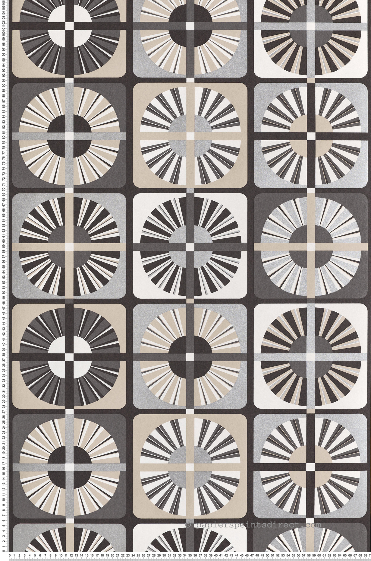 Papier peint Carreaux Géométrique Ray beige mastic argenté - Rock de Masureel | Réf. MAS-ROC401