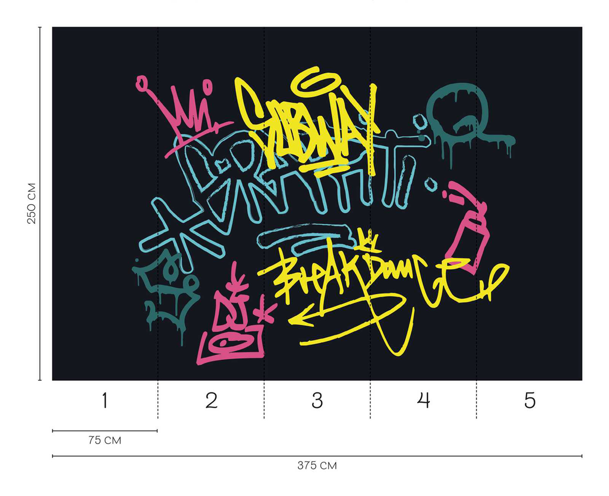 Papier peint panoramique Graffiti Noir - Wall Love d'A.S. Création REGLE | Réf. DD129600