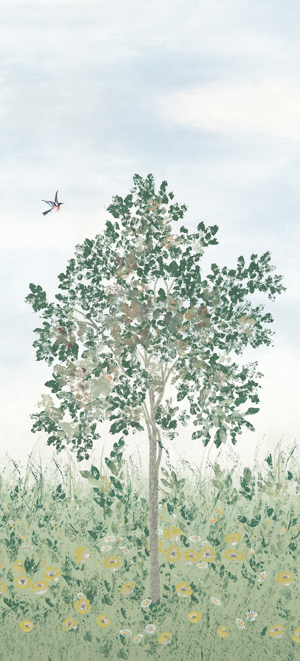 Papier peint panoramique Arbre Fresco Vert A - 1/2/3 - Isidore Leroy