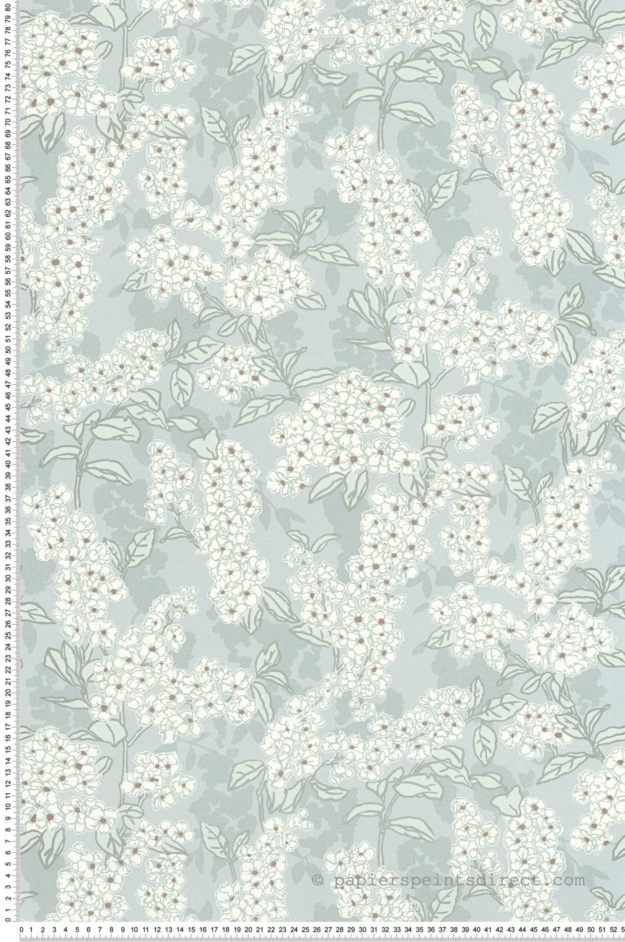 Papier peint Fleurs Ume bleu nuage - Kyoto de Casadéco | Réf. KYTO88736286