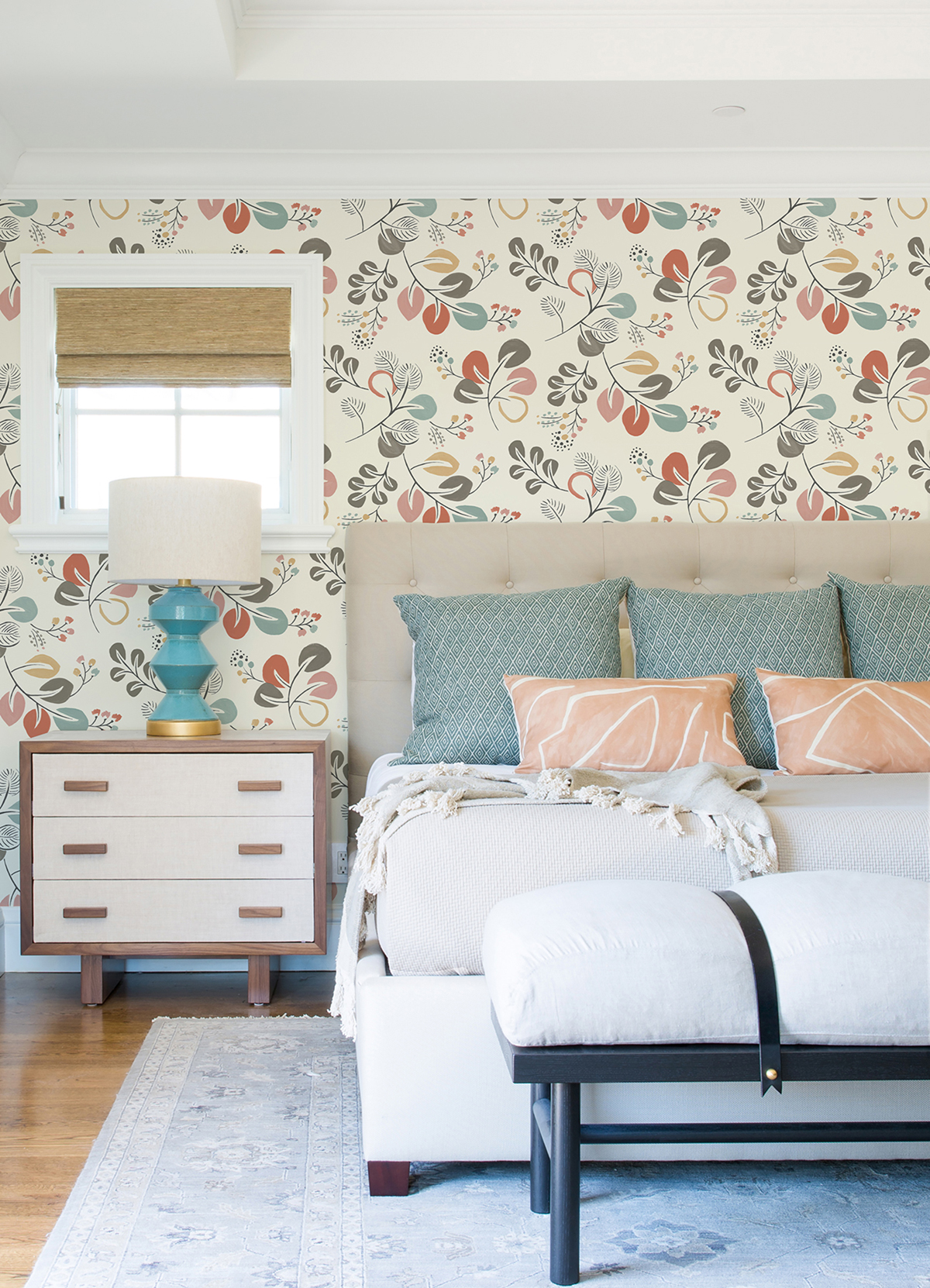 Papier peint Feuillage Naïf Jonah rouge - Delicatesse de Lutèce AMB2 | Réf. LTC-FD25122