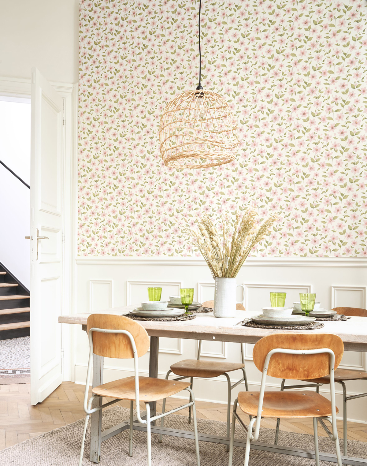 Papier peint Fleurs Clématites rose blanc - Gardens de Casadéco | Réf. GADN87644352