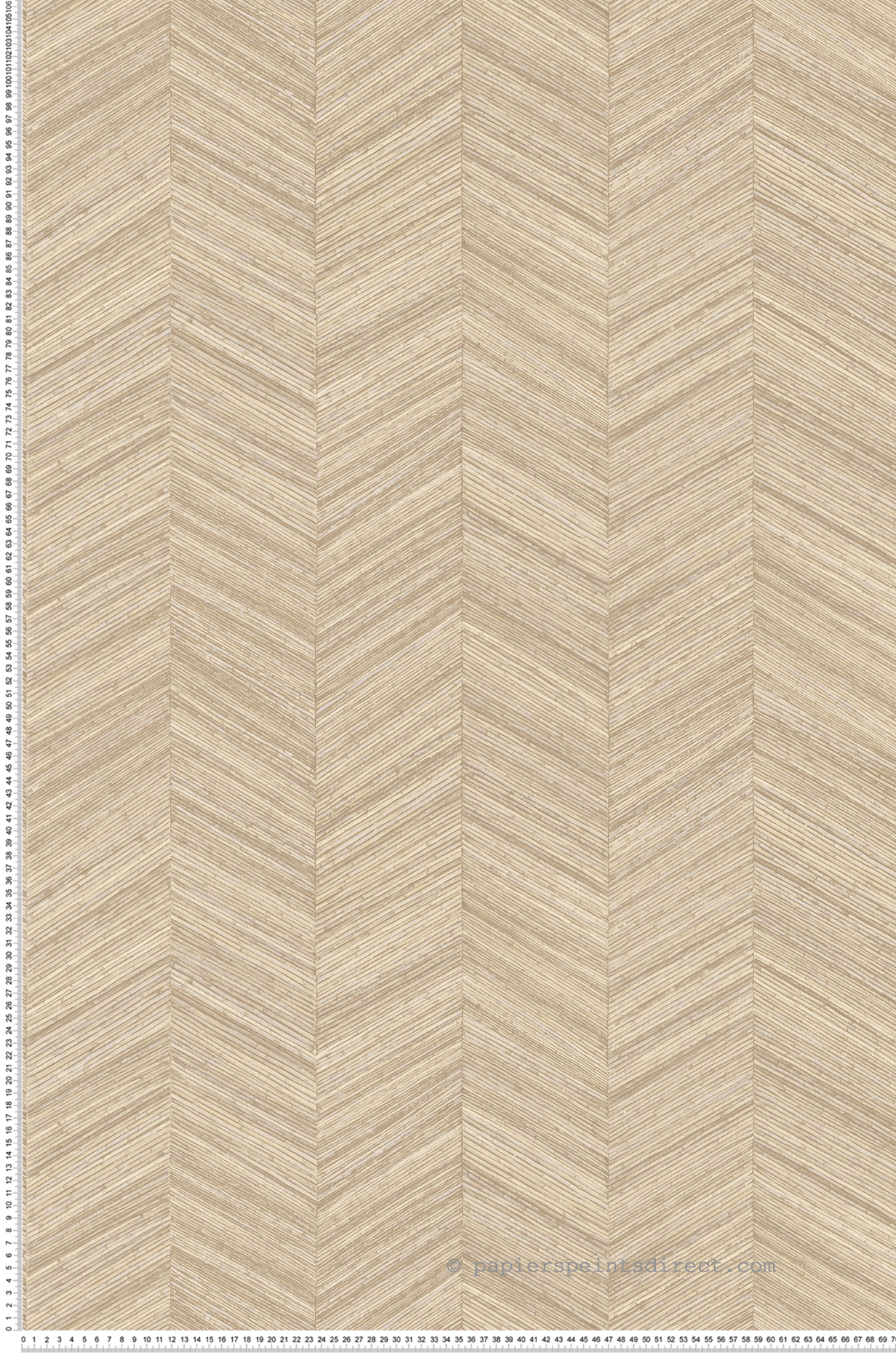 Papier peint Chevron Bois Ocotea beige coquille - Nature sur Mesure de Casamance | Réf. CAS-B75372446