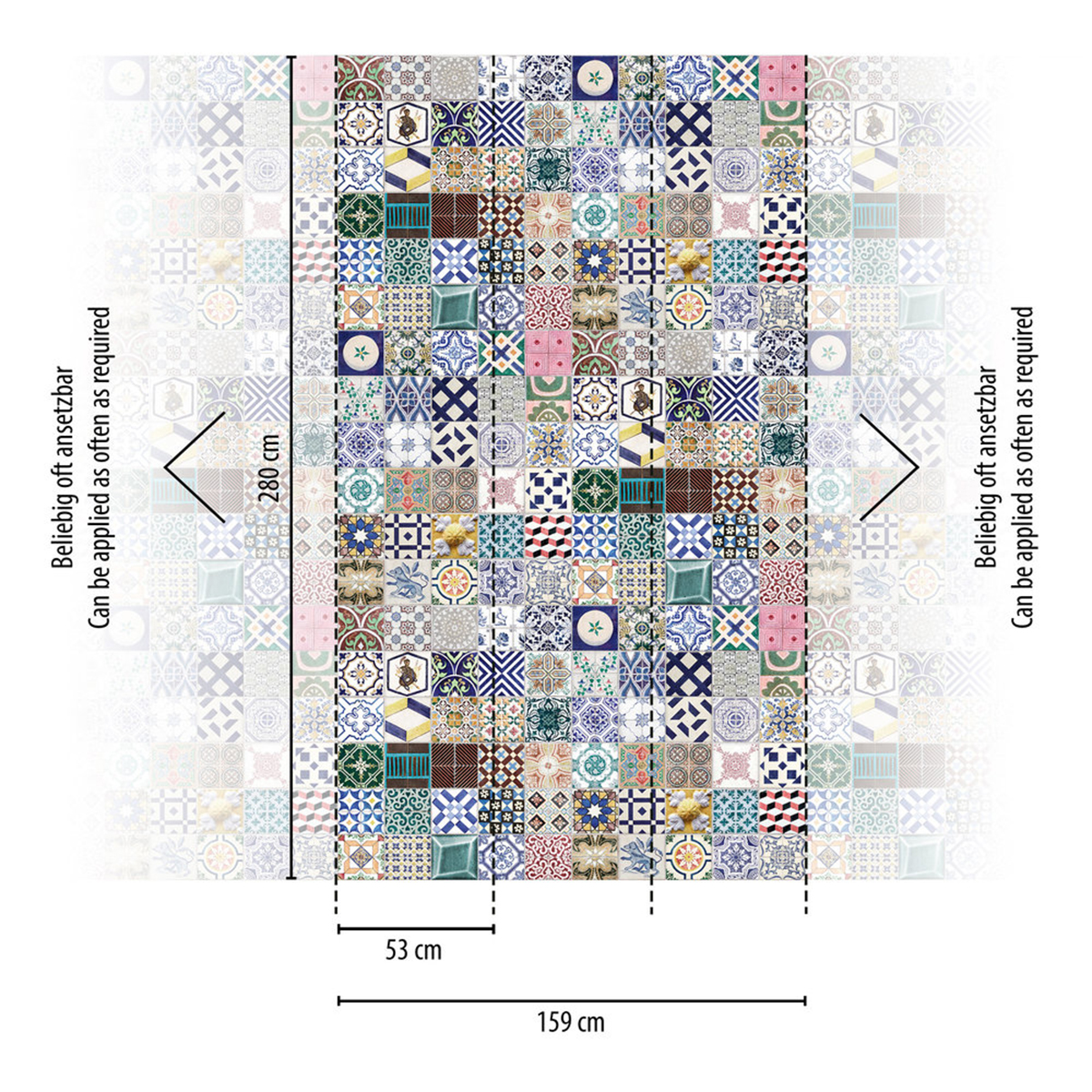 Papier peint panoramique Mosaique Patchwork multicouleurs - The Wall 3 d'A.S. Création AMB3 | Réf. AS-398361