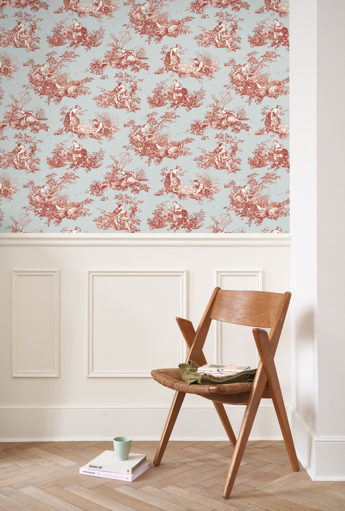 Papier peint Scene D'Été rouge grenat - Les Belles Toiles De Jouy 2 de Casadéco | Réf. BTJD87916808