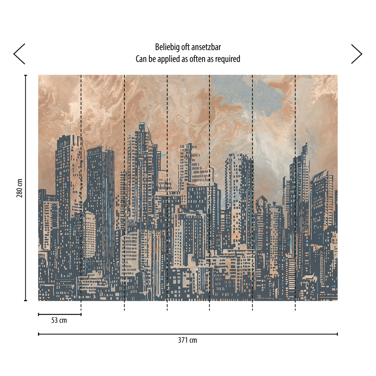 Papier peint panoramique New York Skyline beige - The Wall 2 d'A.S. Création AMB3 | Réf. AS-393331