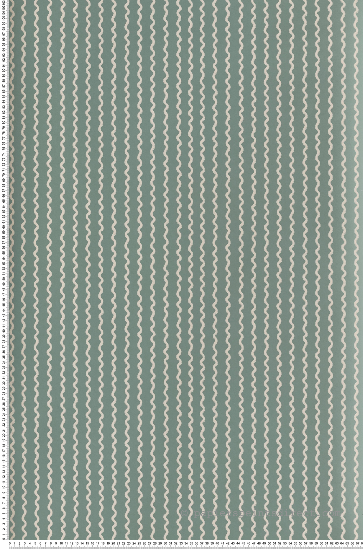 Papier peint Rayures Ondulées Rickrack vert beige - Rifle Paper Co. 3 de York (Initiales) | Réf. INI-RF7553