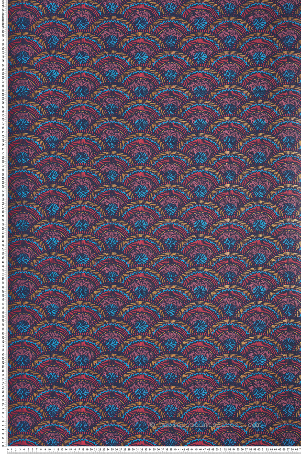 Papier peint Cercle Ethnique Otto bleu magenta - Printemps Viennois de Casamance | Réf. CAS-74821646