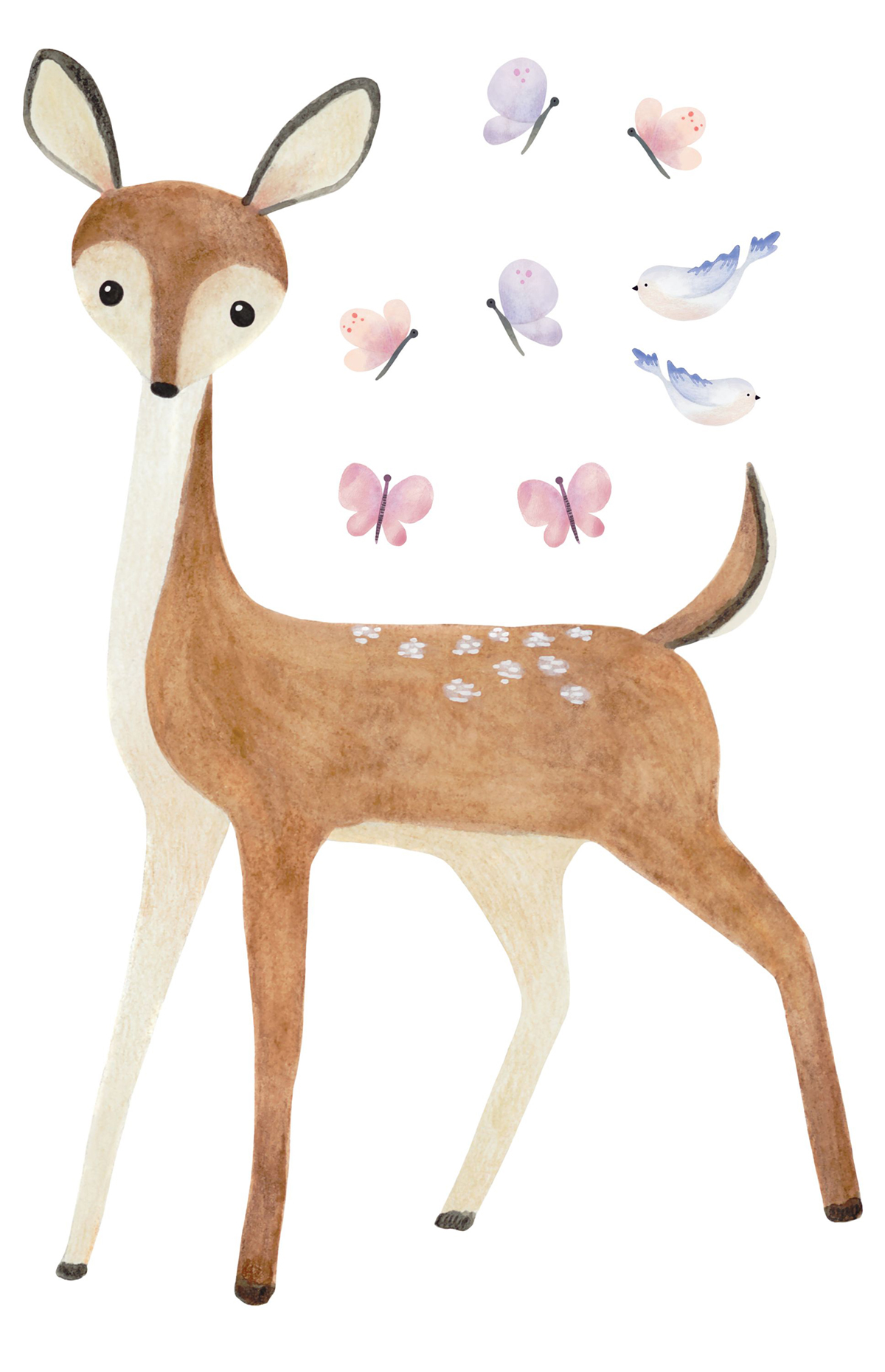 Papier peint pré-encollé Biche Papillon Oiseau camel rose - Once Upon A Time de Casadéco | Réf. OUAT88582882