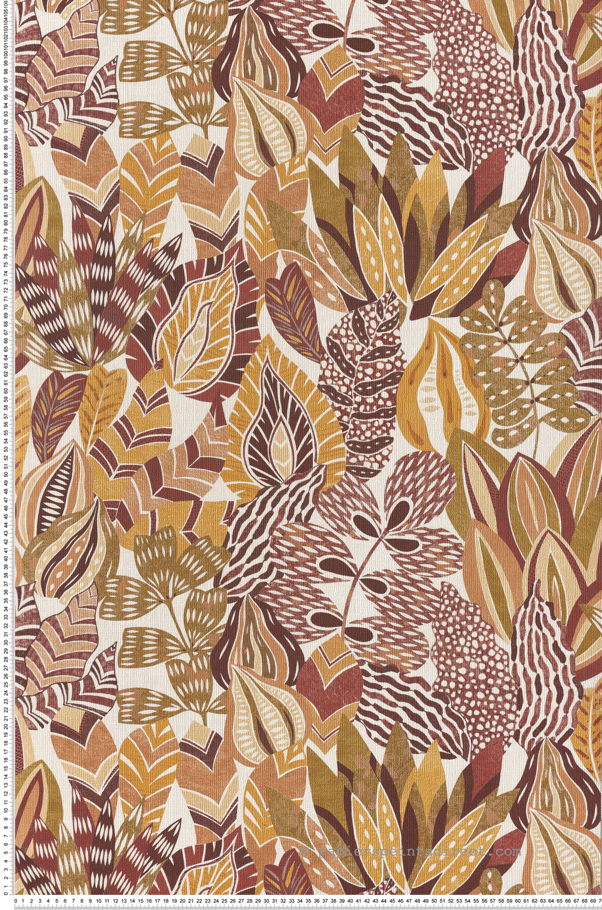 Papier peint Jardin Alfabia terracotta curry - Palmadora de Casamance | Réf. CAS-76691528