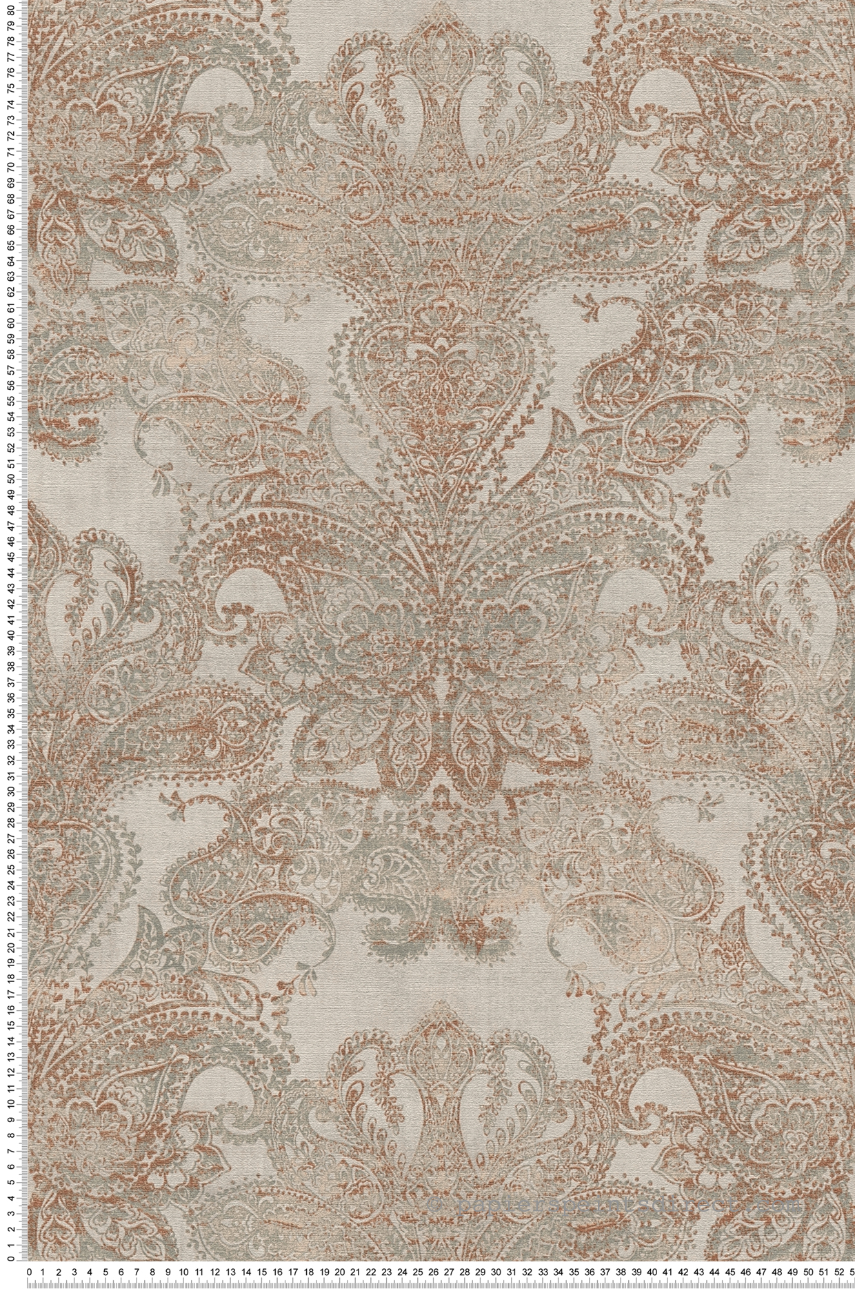 Papier peint Arabesque Glamour Maha vert de gris cuivre - Metropolitan Stories 3 d'A.S. Création | Réf. AS-391191