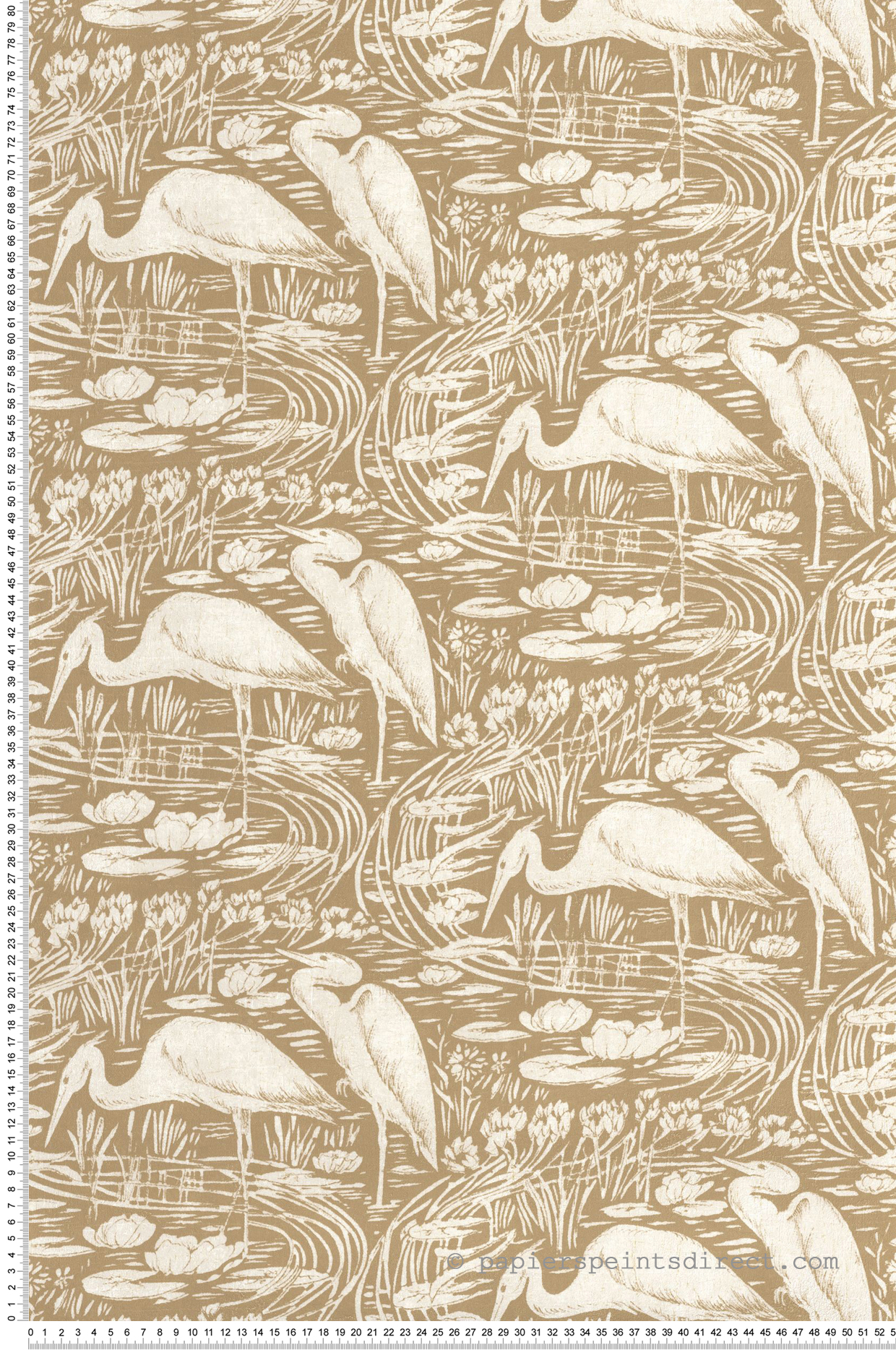 Papier peint Oiseaux Héron Euphrate beige blanc cassé - Babylone de Casadéco | Réf. BBLN89731961