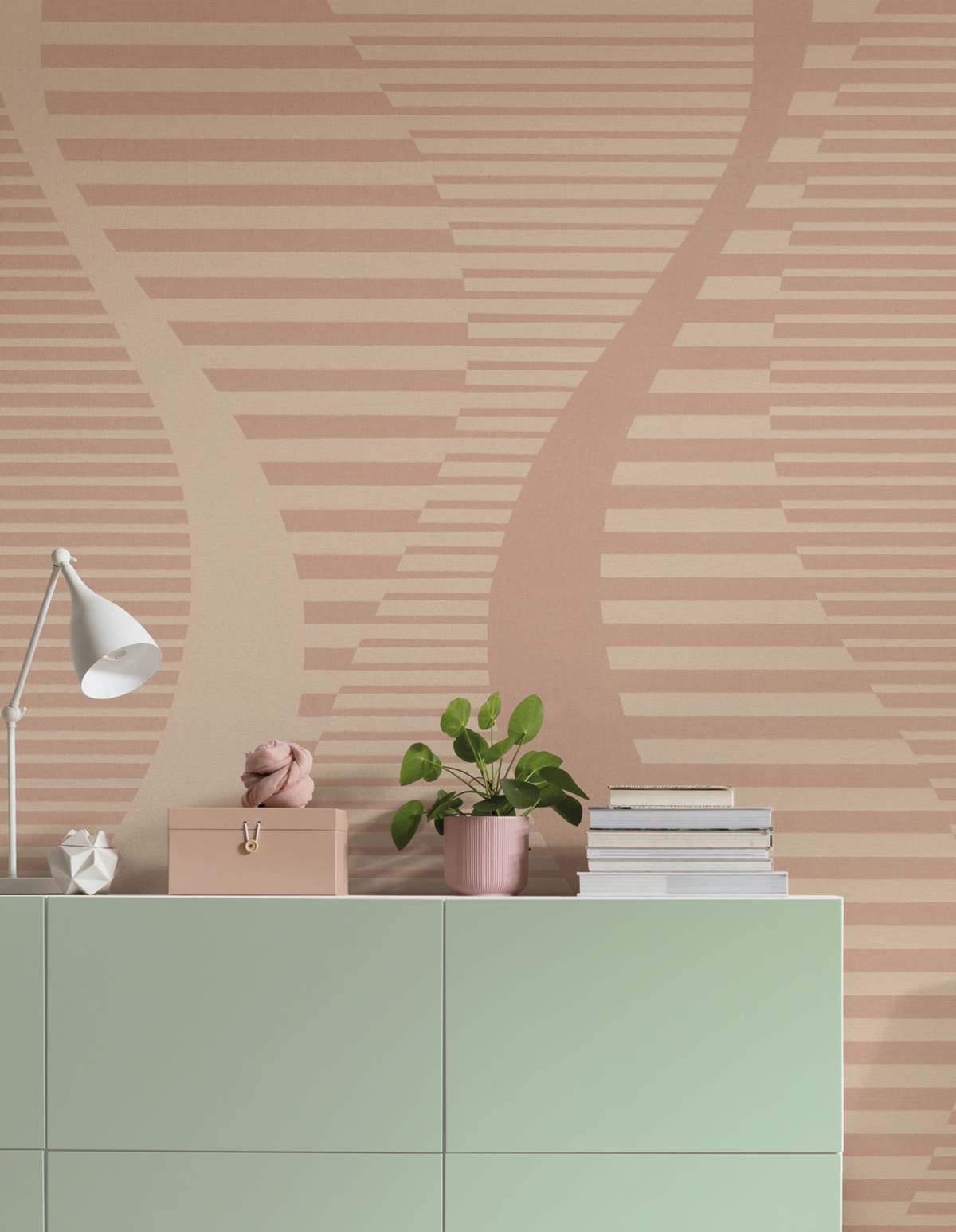 Papier peint panoramique Graphique Ondulations rose - Seasons de Komar