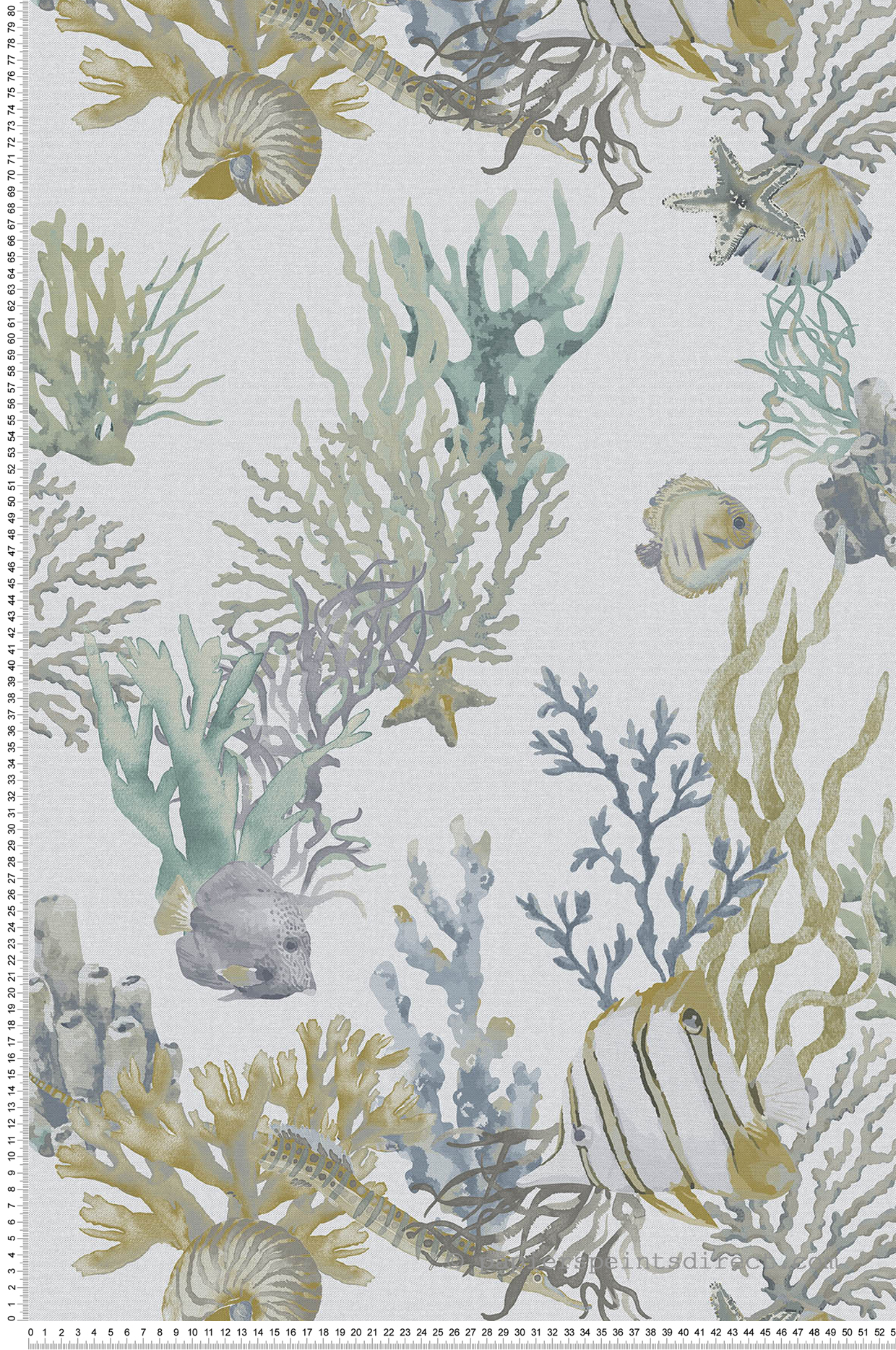 Papier peint Poisson Fond Marin bleu ocre - Fidji de Lutèce | Réf. LTC-8501-3