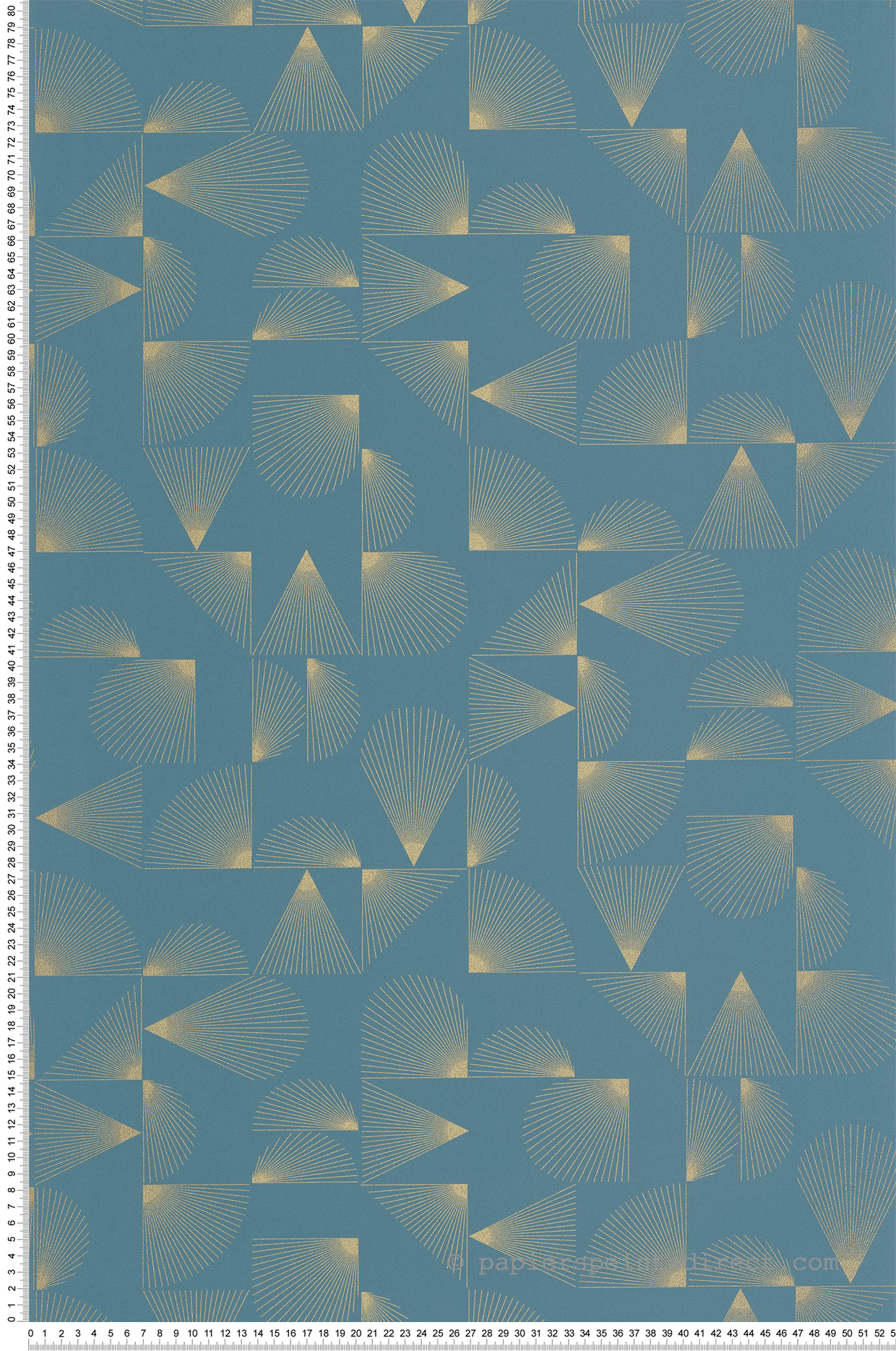 Papier peint Rayonnement Contour bleu jean doré - Outlines de Casélio | Réf. OTLS105036221