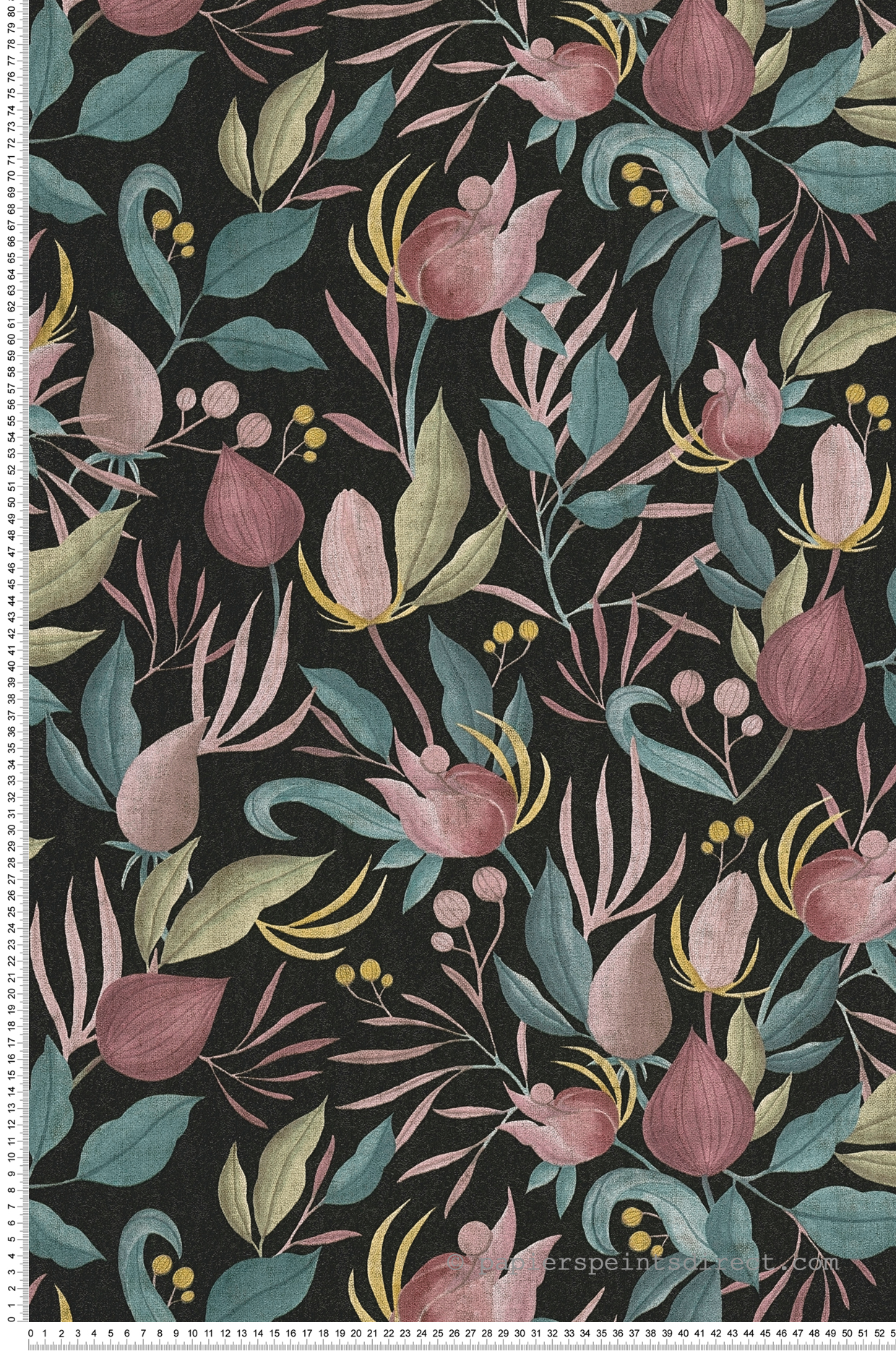 Papier peint Floral Still Bloom noir prune - Cosmoliving d'A.S. Création | Réf. AS-790622