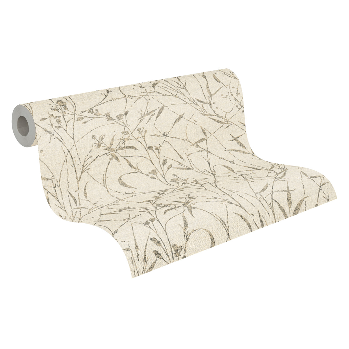 Papier peint Botanique Feuillage anthracite beige irisé - Vibes & Styles d'A.S. Création AMB7| Réf. AS-790041