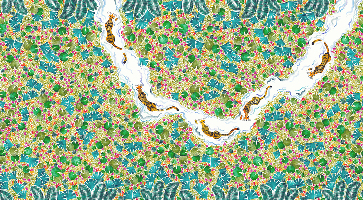 Papier peint panoramique Tigres Original A+B+C+D 1/2/3/4/5/6/7/8/9/10/11/12 - Isidore Leroy