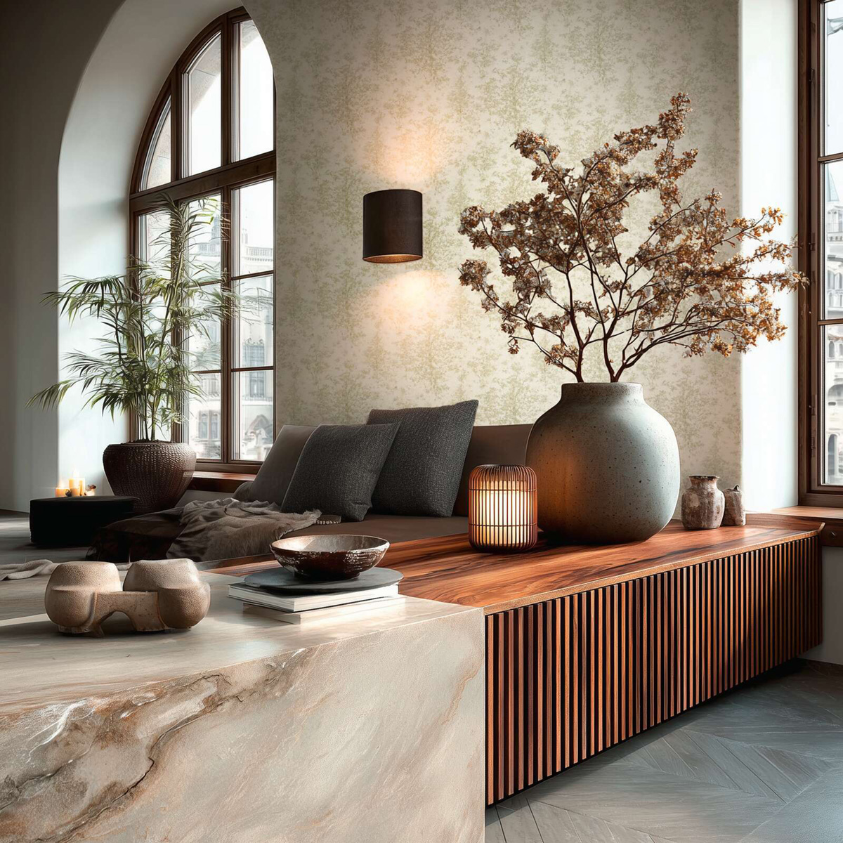 Papier peint Forêt Poétique vert pailleté - Vibes & Styles d'A.S. Création AMB2| Réf. AS-792004