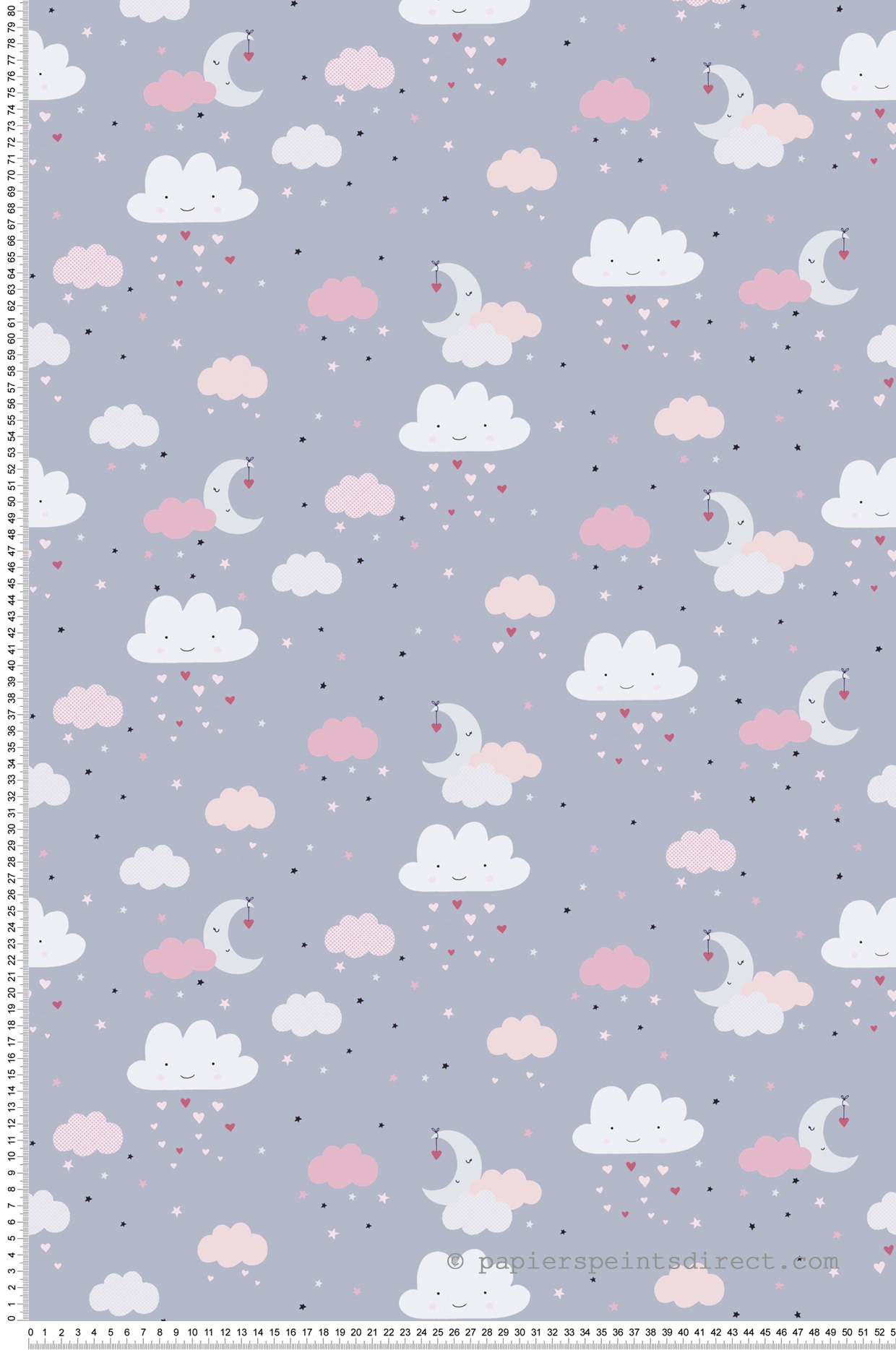 Papier peint Nuage Etoile Cœur rose violet - Little Love d'A.S. Création | Réf. SP15663