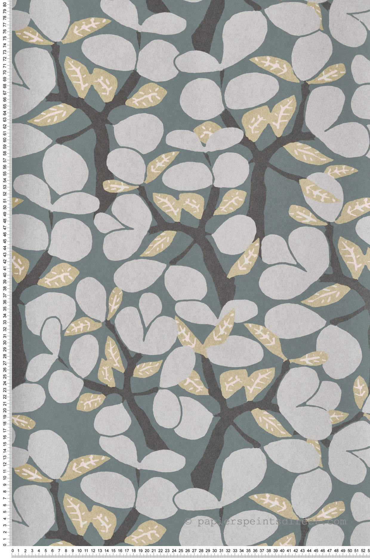 Papier peint Arbre Citronnier bleu pétrole vert - Merida de Montecolino | Réf. MC-BA26052