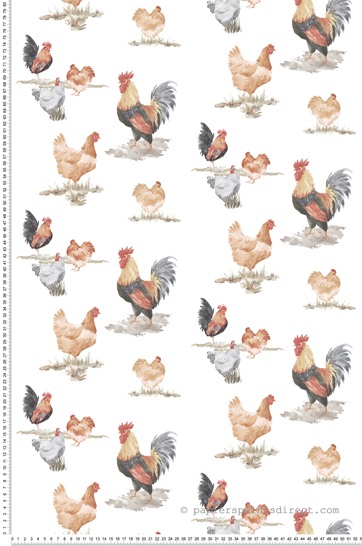 Papier peint Poule Basse Cour gris beige - Cuisine Fraicheur 6 de Lutèce | Réf. LTC-G45415