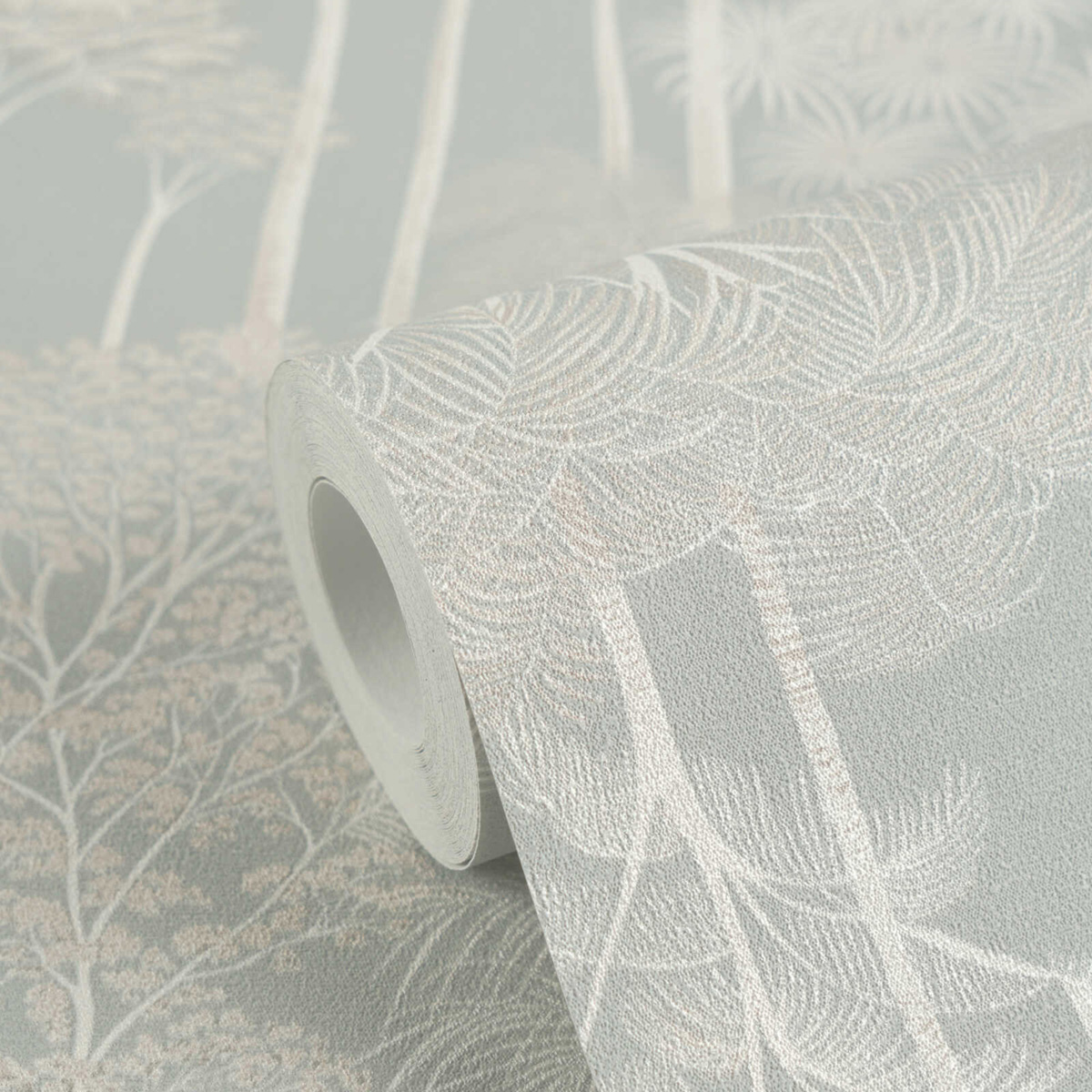 Papier peint Palmeraie Arbre Jungle gris bleu - Cuba 2 d'A.S. Création ROLL | Réf. AS-791622