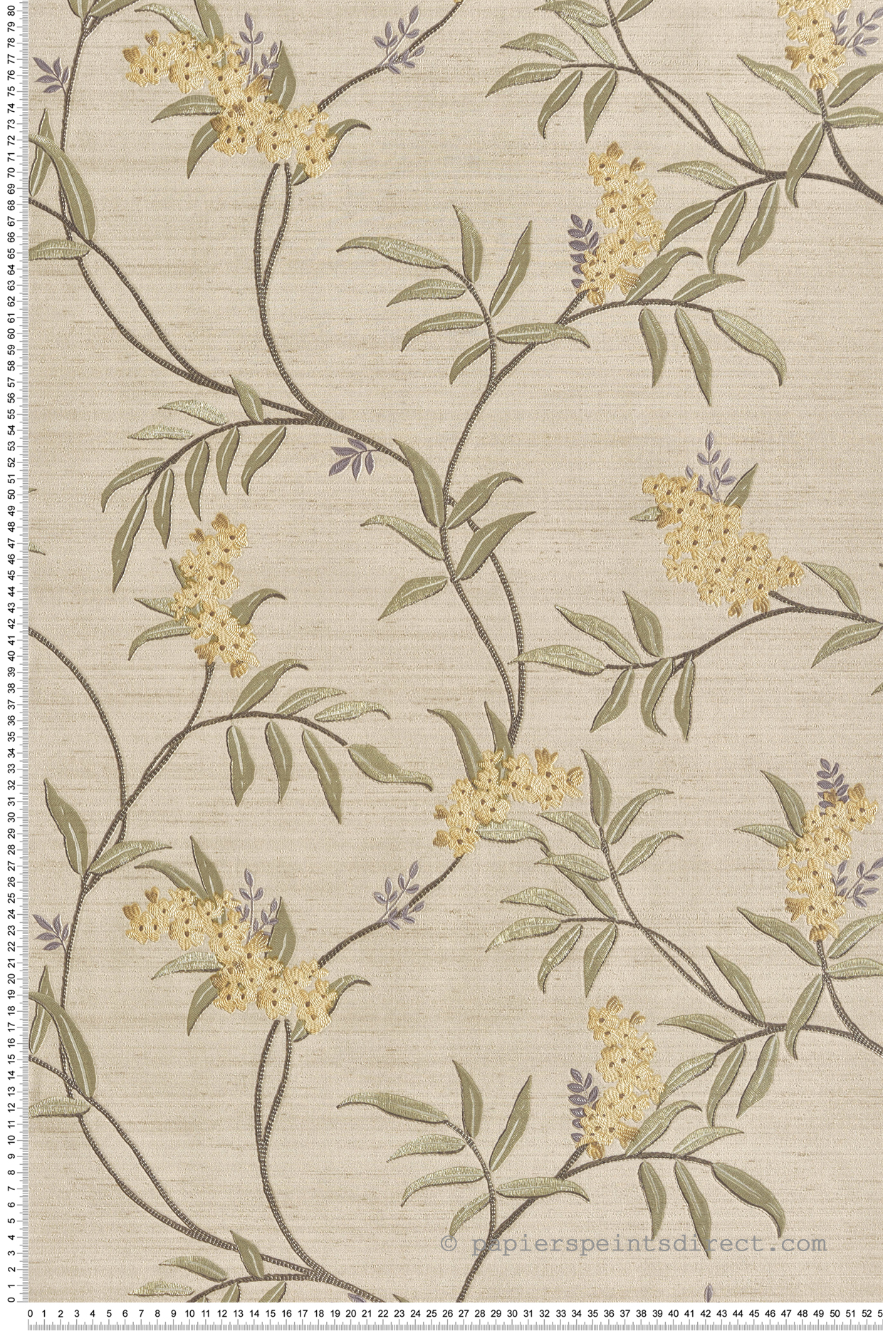 Papier peint Fleuri Vintage beige vert olive - Opera de Montecolino | Réf. MC-OP33302