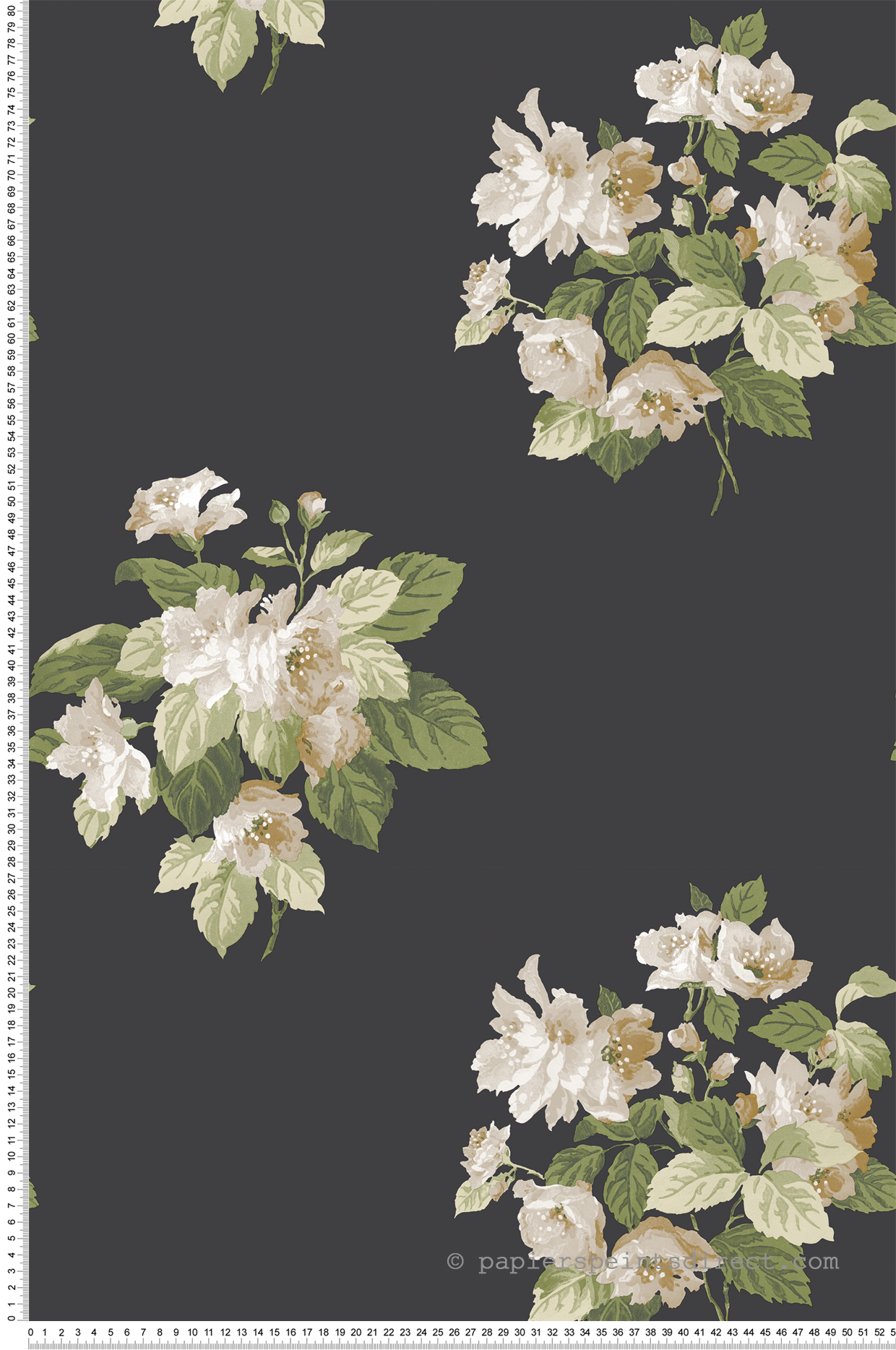 Papier peint Bouquet Fleuri noir vert - Jardin Secret de Lutèce | Réf. LTC-G78495