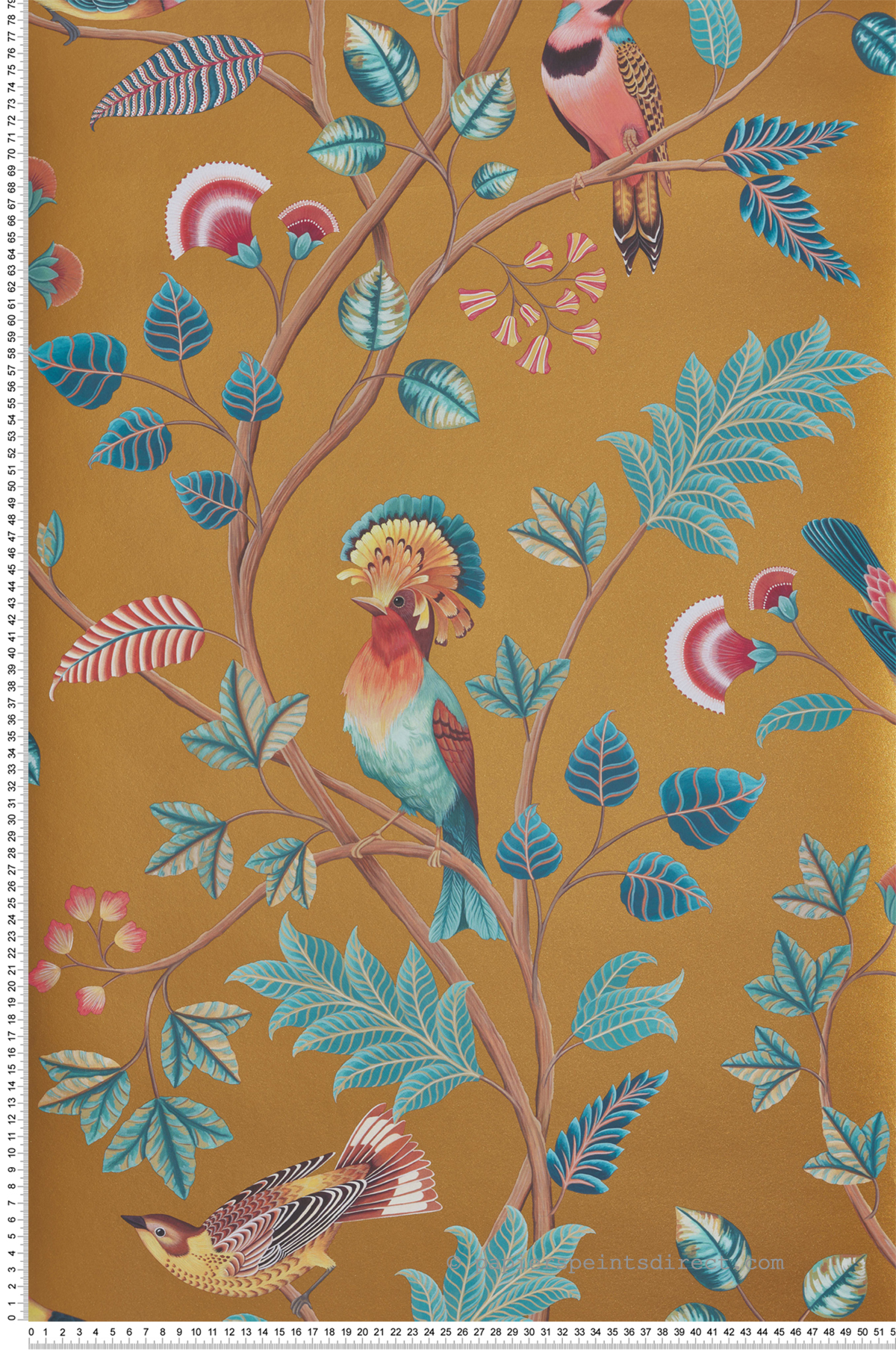 Papier peint Oiseaux Mayani doré - Byzance d'Osborne & Little | Réf. OSB-W7902-01