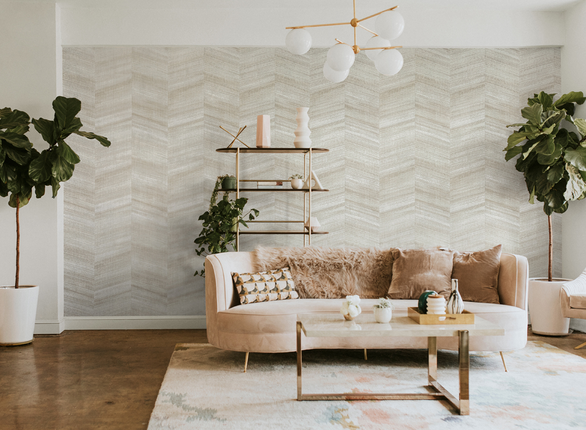 Papier peint Chevrons de Billes grège - Pearl de Montecolino | Réf. MC-81329