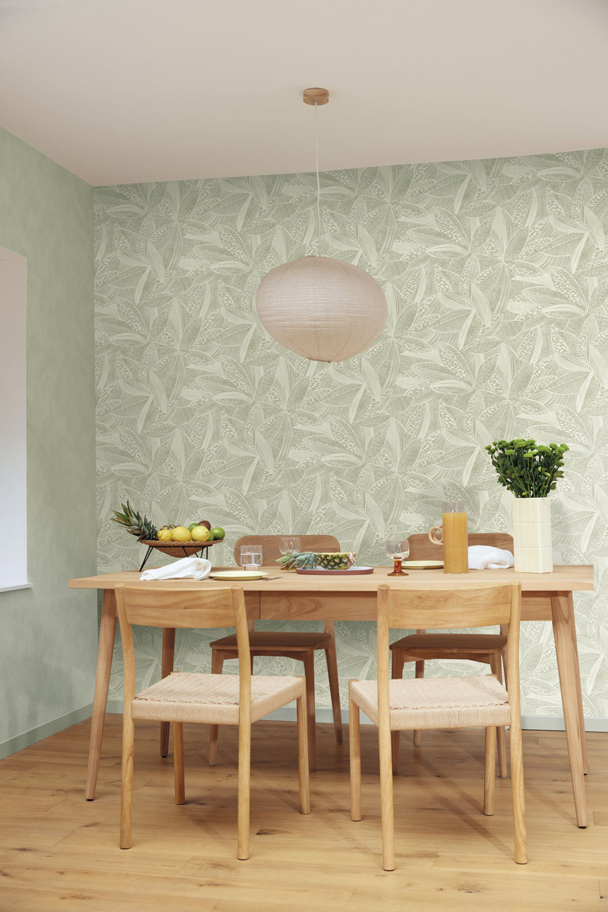 Papier peint Uni Enduit La Chaux vert amande - Origine de Casélio | Réf. OGN106087046