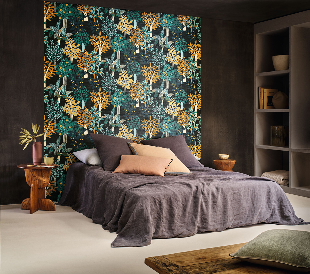 Papier peint Feuillage Peradeniya noir canard - Golfe du Bengale de Casamance | Réf. CAS-75940508