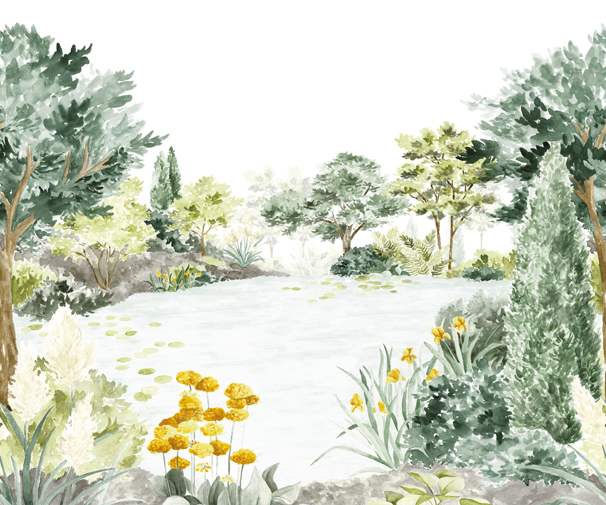 Papier peint panoramique Paysage The Lake S vert 300x250 - Wonderwalls de Casadéco | Réf. WDWS89107307