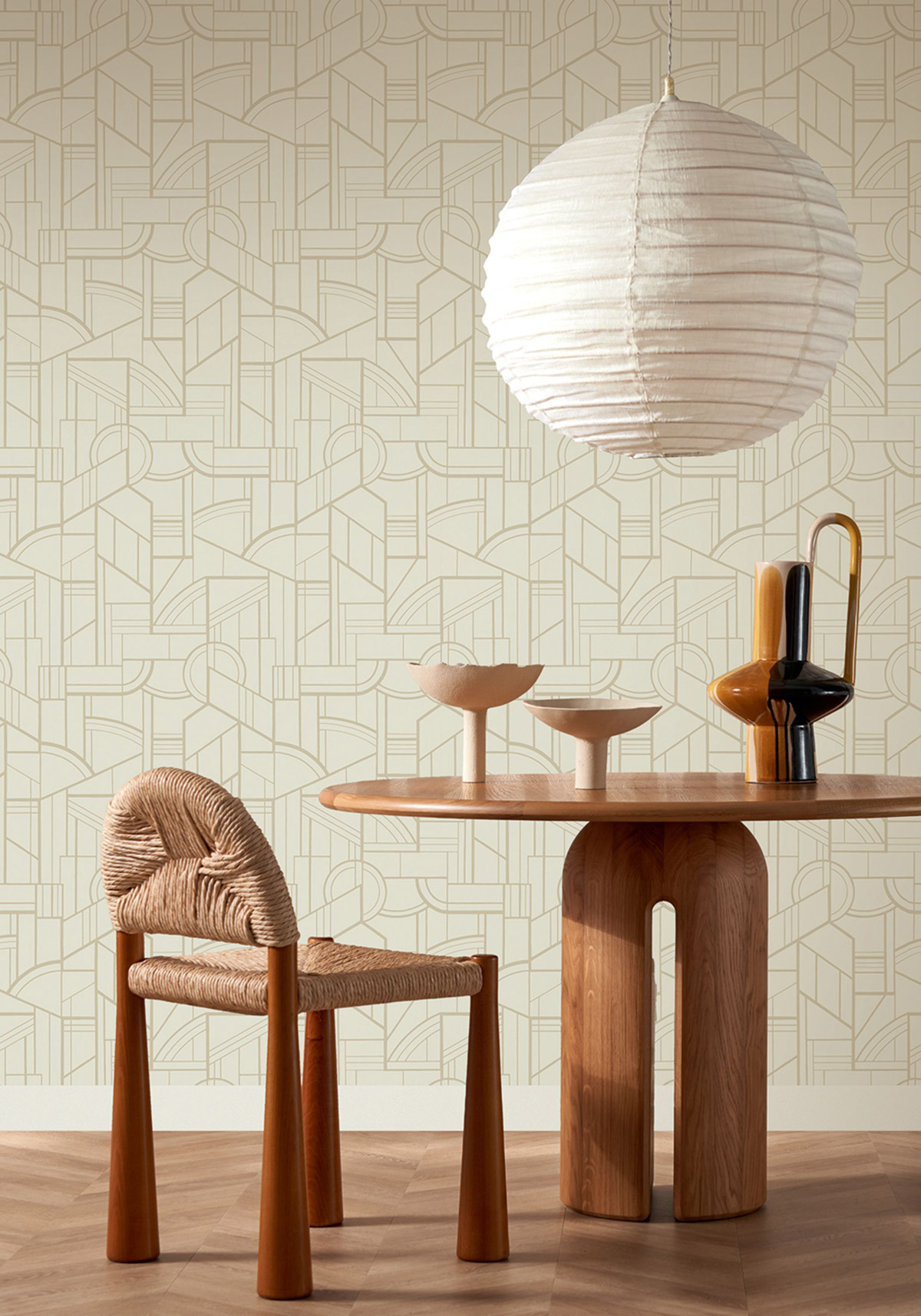 Papier peint Forme Cinétique sable doré - Faubourg des Lumières de Casamance | Réf. CAS-76292548