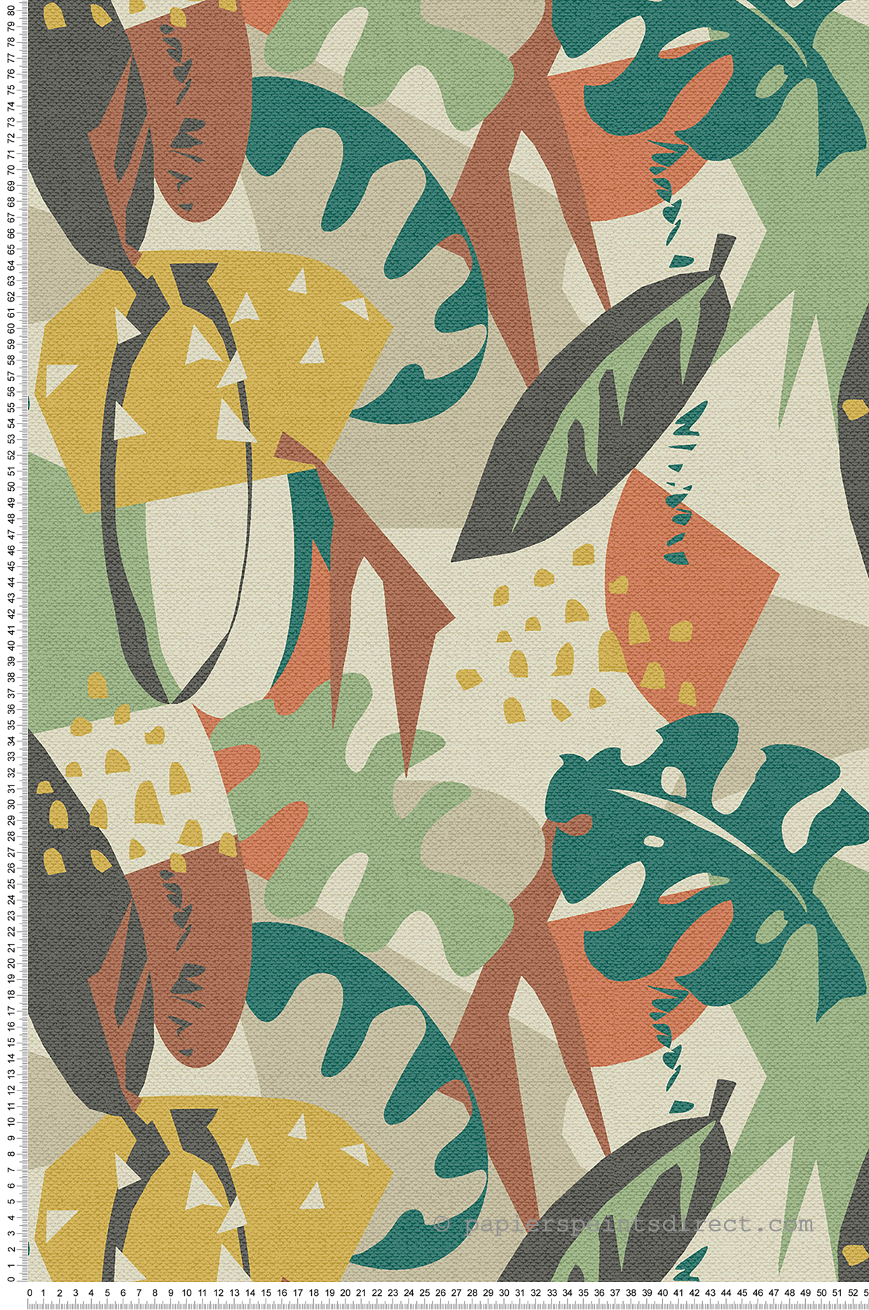 Papier peint Feuille Graphique Zylina multicolore - Irisa d'Osborne & Little | Réf. OSB-W7852-02