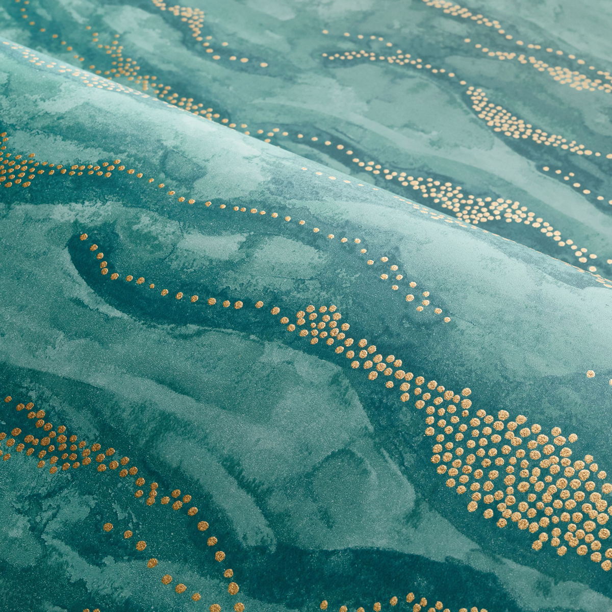 Papier peint Ciel Vague Sohar bleu canard doré - Nuit d'Orient de Casamance | Réf. CAS-75401834