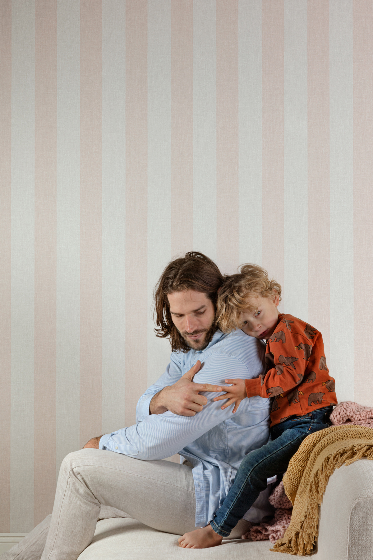 Papier peint Rayure Tissé rose pâle - Pure & Protect - Ambiente de Montecolino | Réf. MC-AT4018