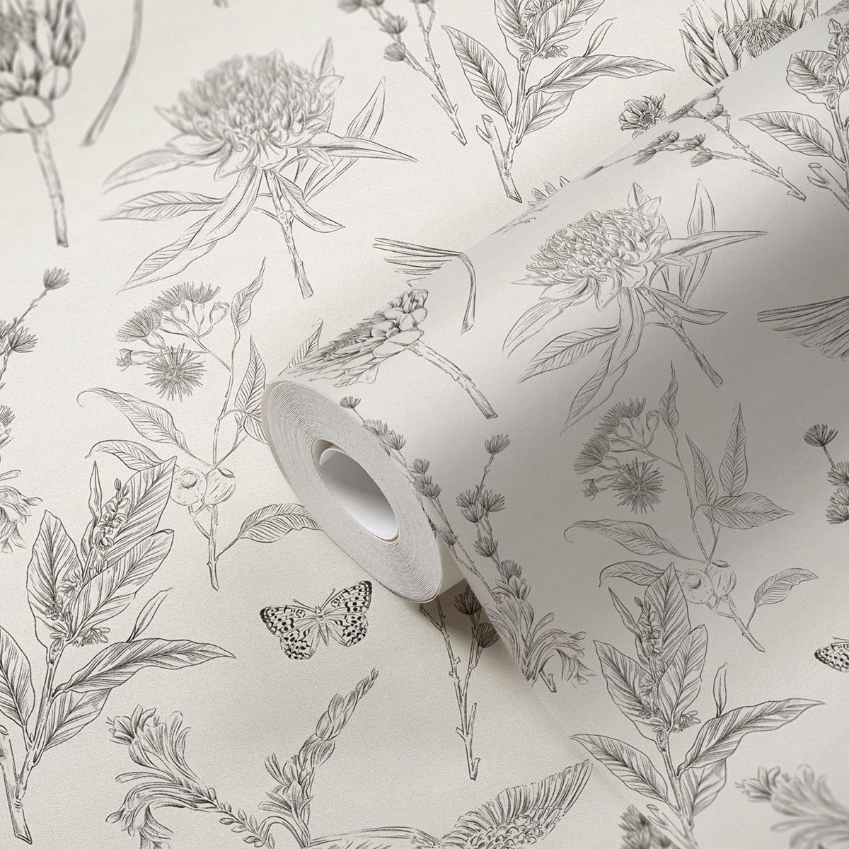 Papier peint Oiseau Nature Papillon noir blanc - Drawn Into Nature de Livingwalls AMB4| Réf. 39429-2