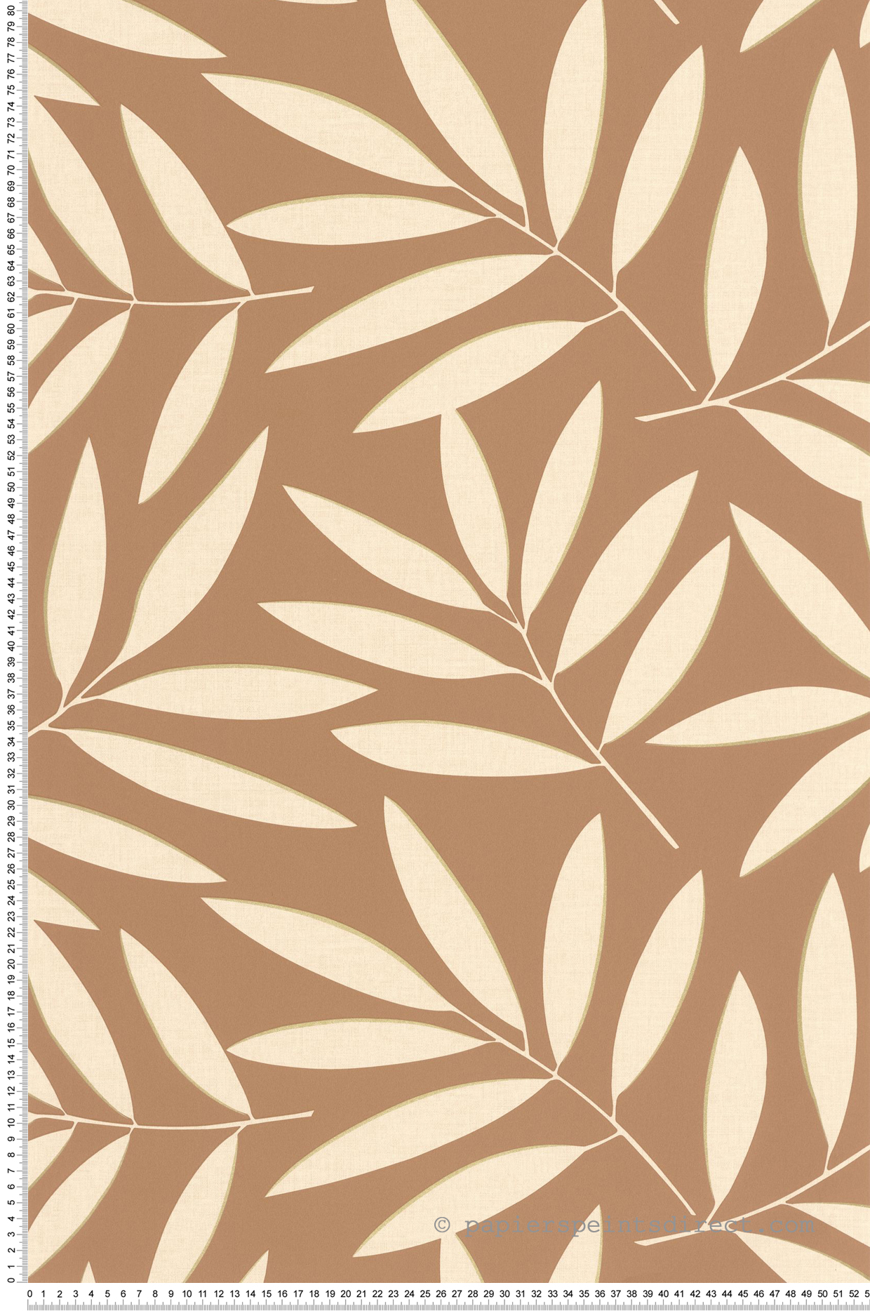 Papier peint Feuille Graphique Portée camel beige doré - XXL de Casélio | Réf. XXL104582024