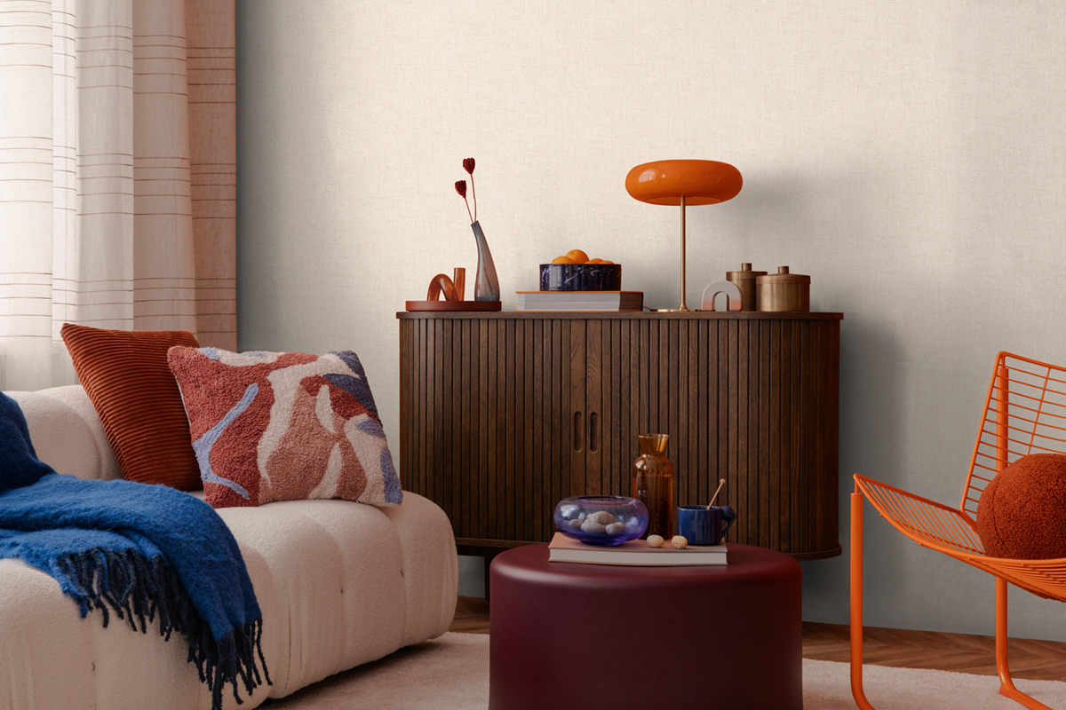 Papier peint Uni Tissage Métallisé blanc cassé - Cosmoliving d'A.S. Création AMB3 | Réf. AS-790663