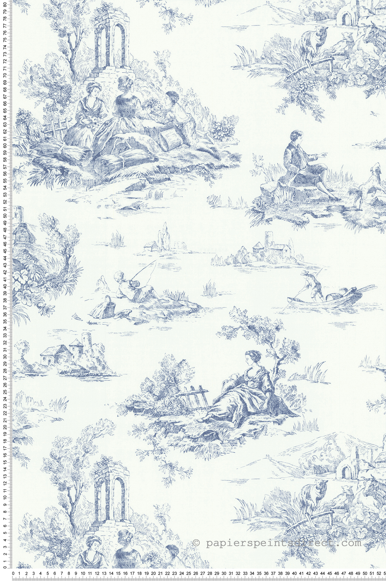 Papier peint Toile De Jouy bleu - Les Essentiels de Lutèce | Réf. LTC-51247901