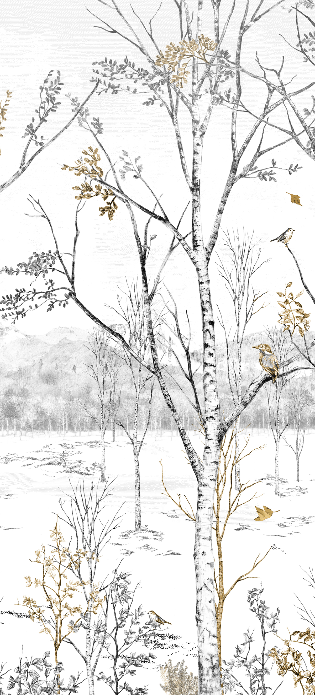 Papier peint panoramique Forêt Nunavut Doré B - 4/5/6 - Isidore Leroy