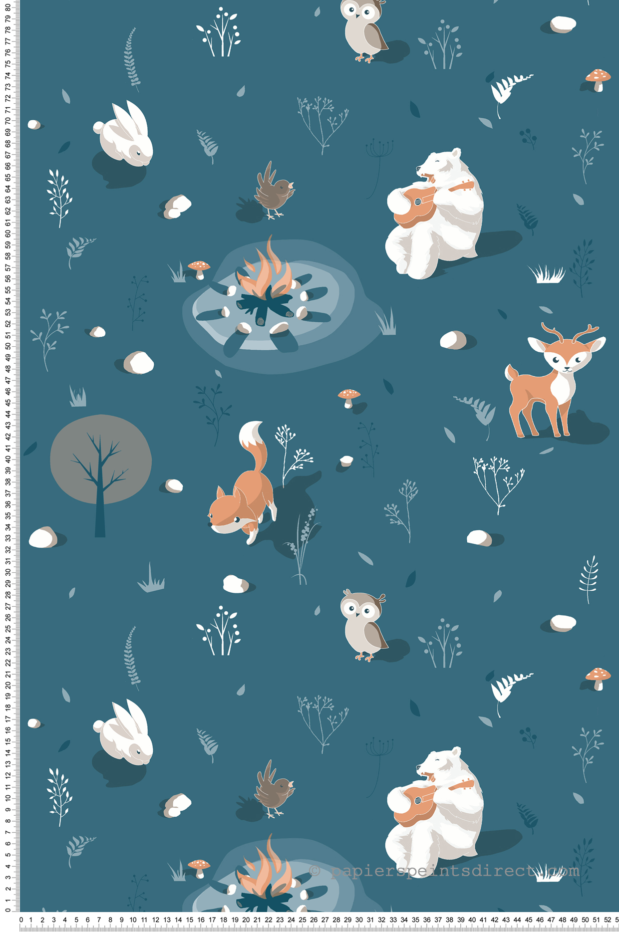 Papier peint Animaux de la Forêt bleu - La belle histoire d'Ugépa | Réf. UGP-L31311