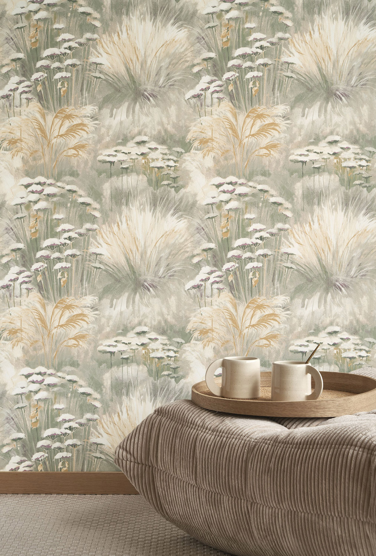 Papier peint Fleur Plante Oyat vert gris - Sentier des Dunes de Casadéco | Réf. SENT200947606