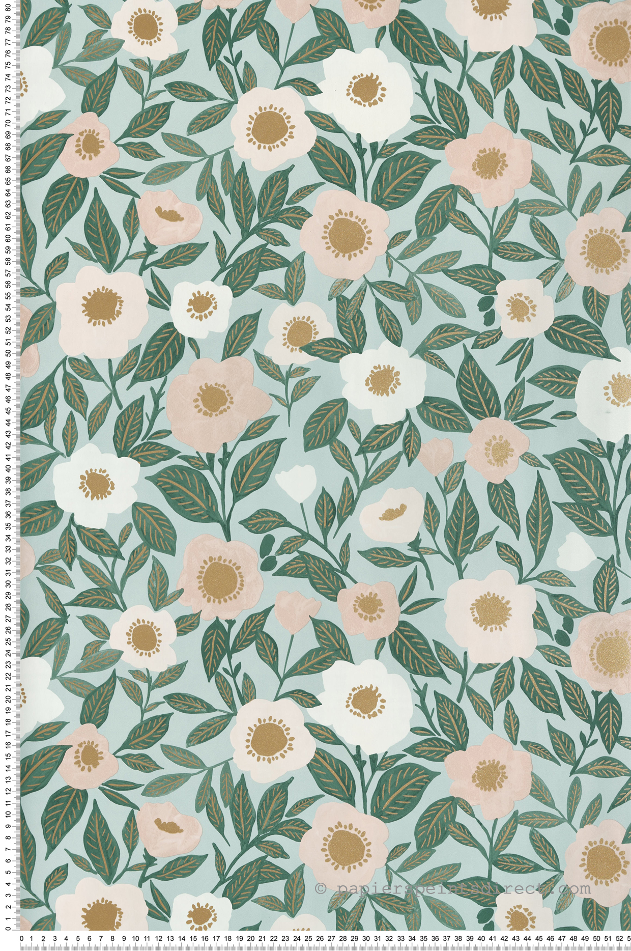 Papier peint Fleur Graphique Lucky vert rose mordoré - Happy Therapy de Casélio | Réf. HTH104076157